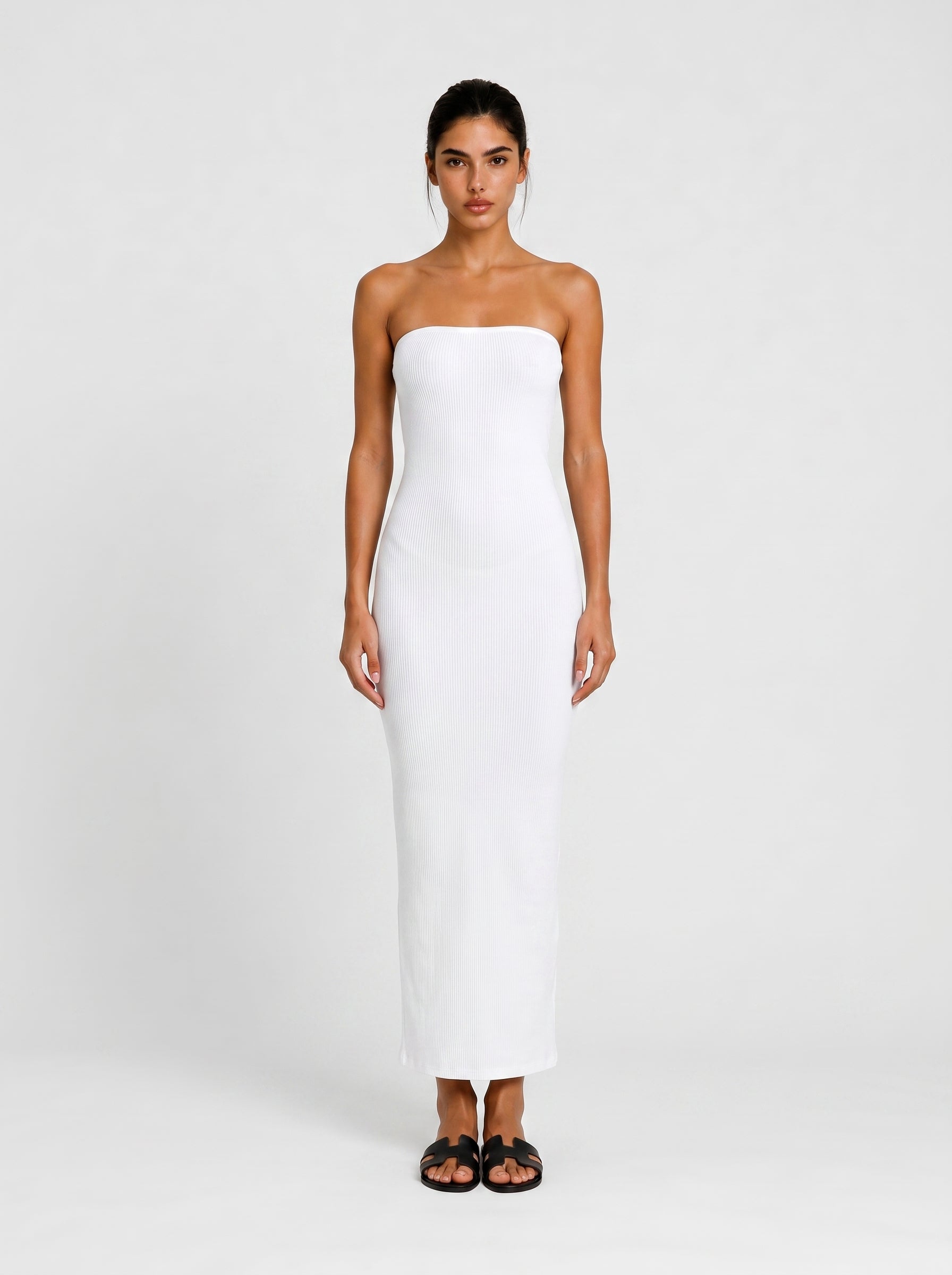 ROBE BANDEAU CÔTELÉE