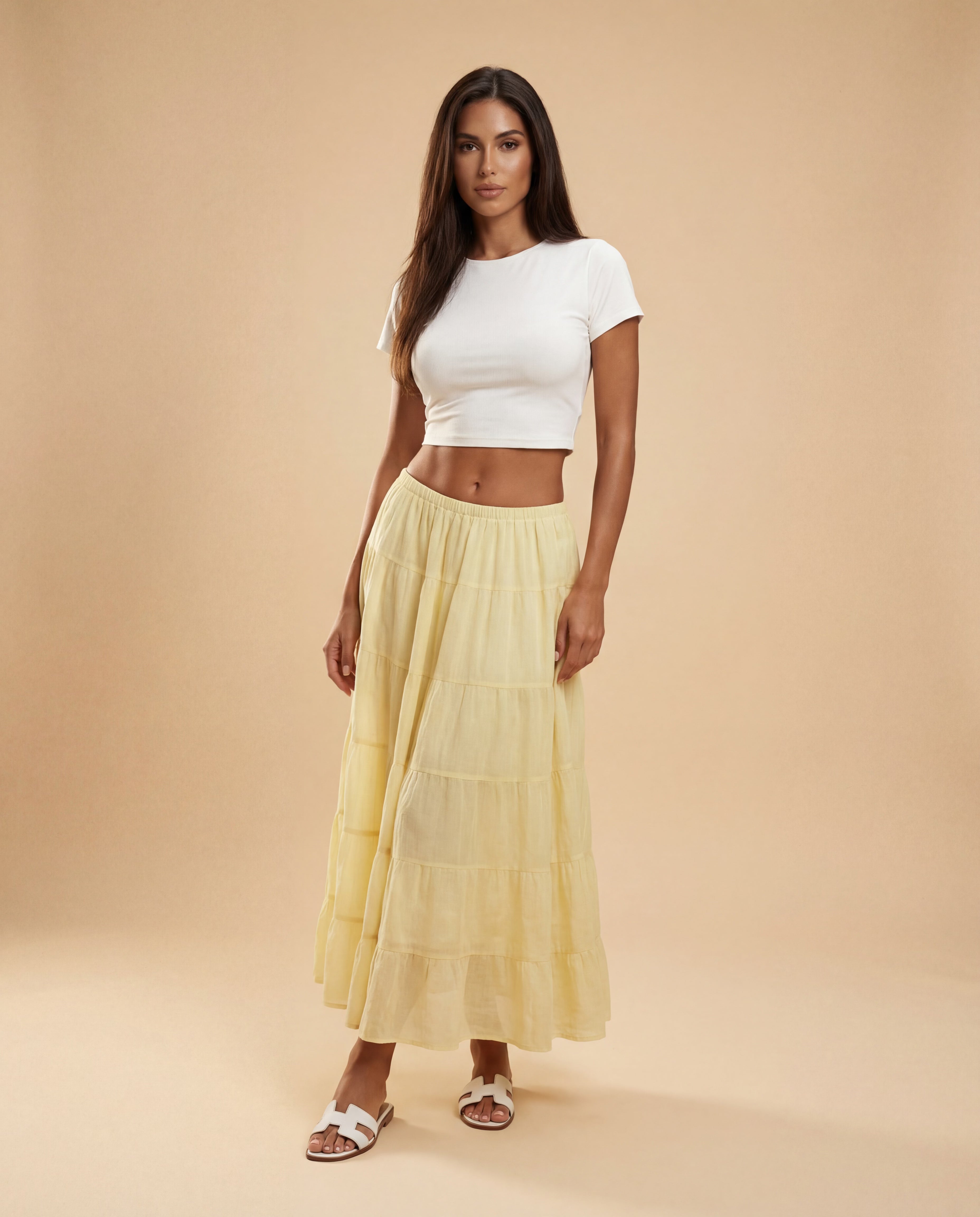 JUPE LONGUE À TAILLE FRONCÉE