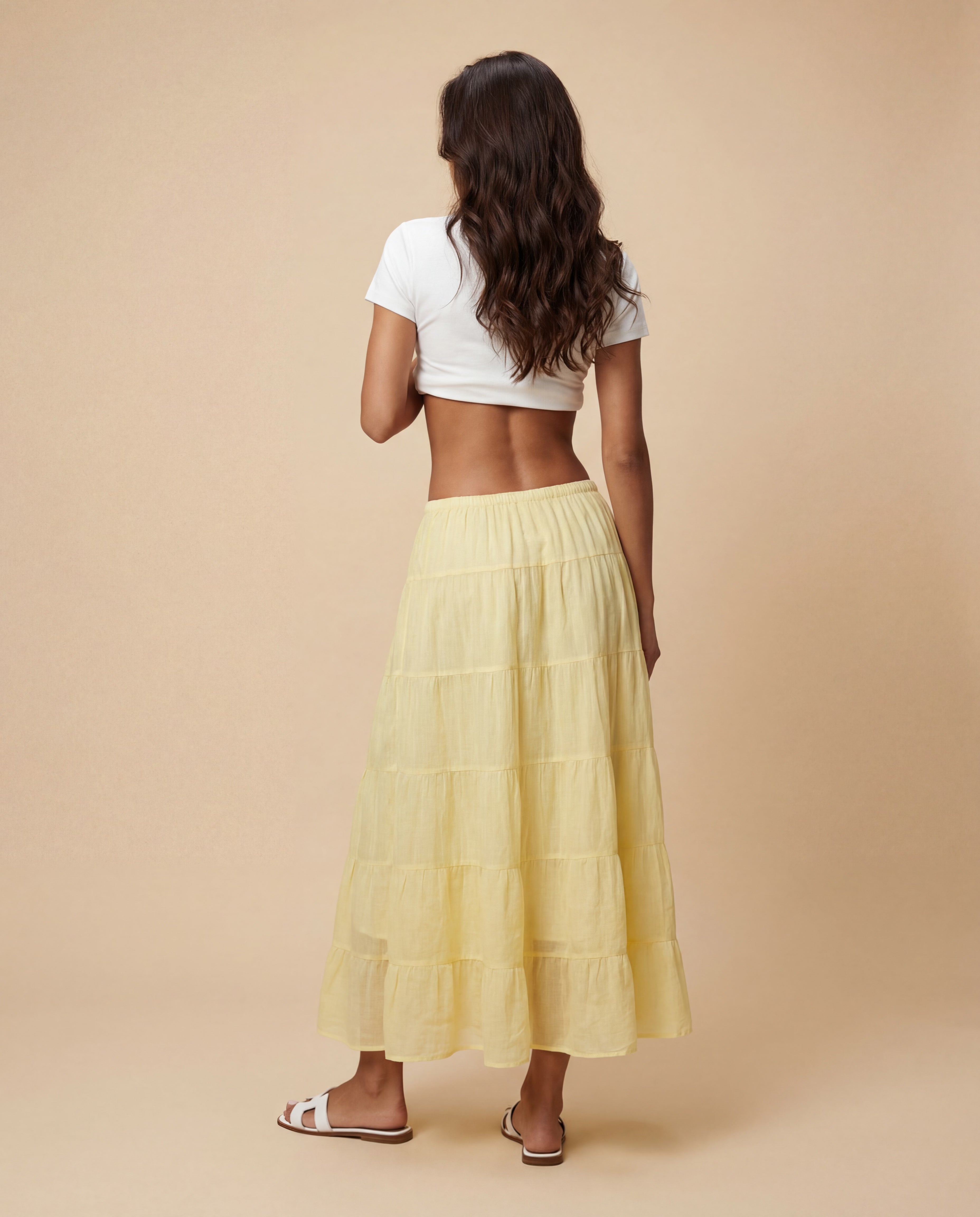 JUPE LONGUE À TAILLE FRONCÉE